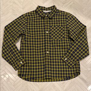 Bonpoint Kids Plaid Button-Up Shirt in Yellow & Blue, size 8